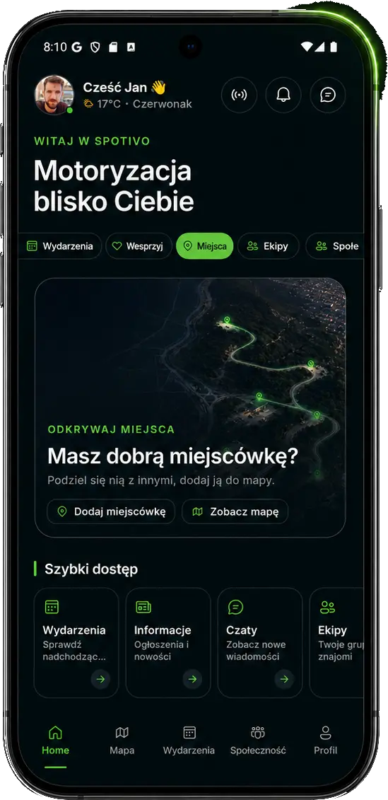 Aplikacja Spotivo - ekran główny